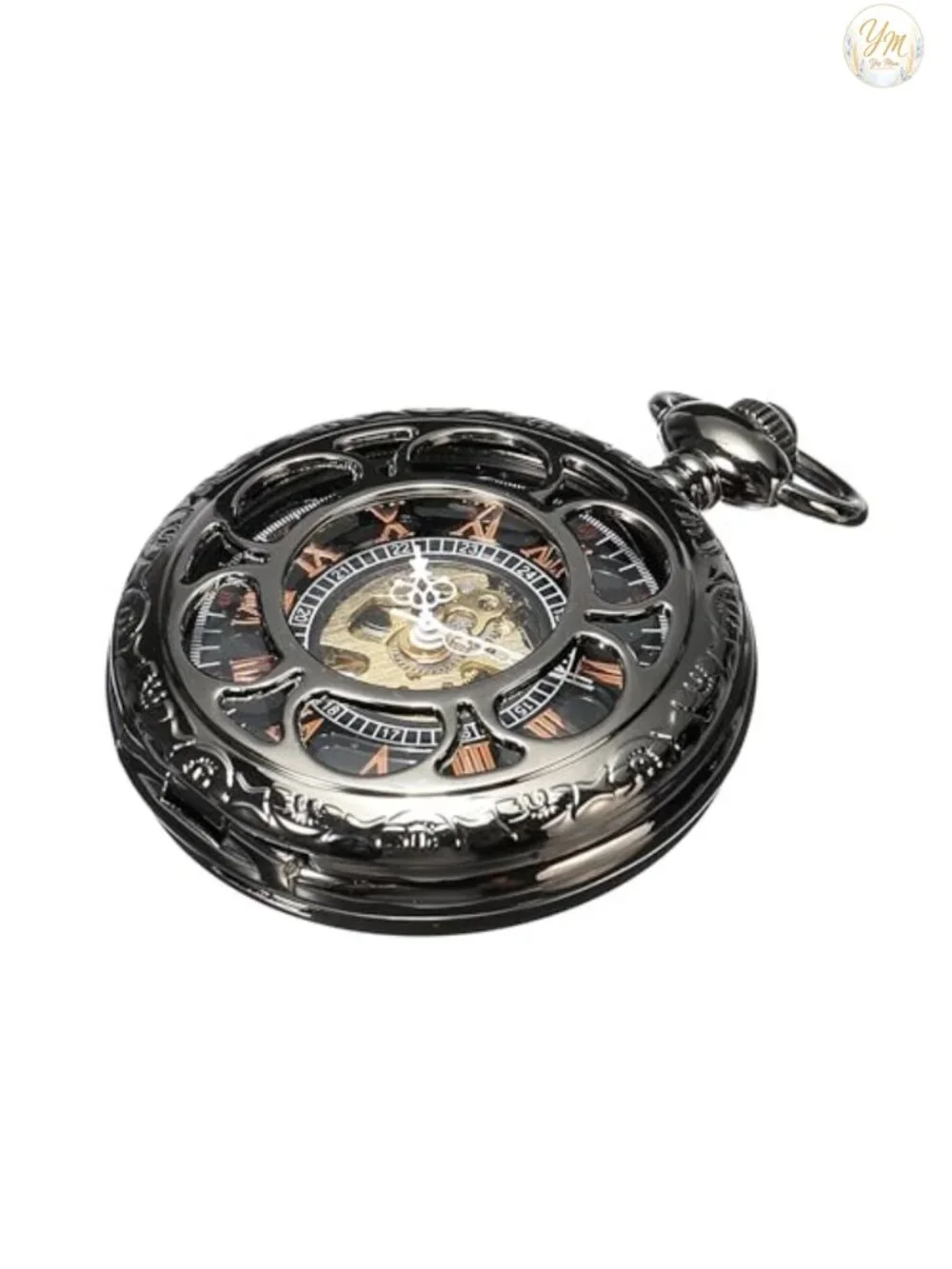 Men's Vintage Pocket Watch with Chain Hand Wind Mechanical Steampunk Skeleton